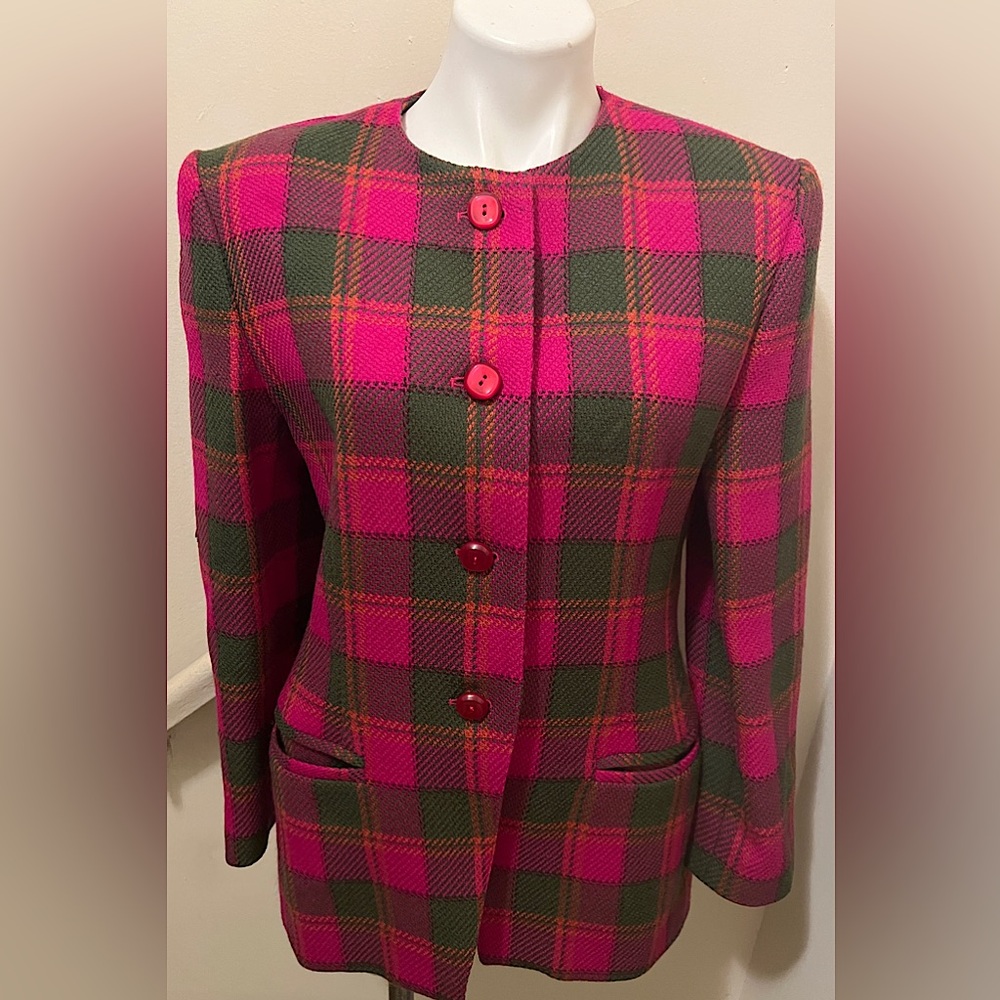 Harvé Benard Women's Pink and Green Tailored-jackets | Pre owned Size 10